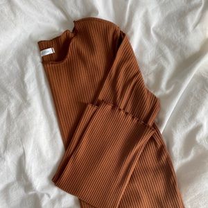Brown Long Sleeved Shirt/cabbage cut